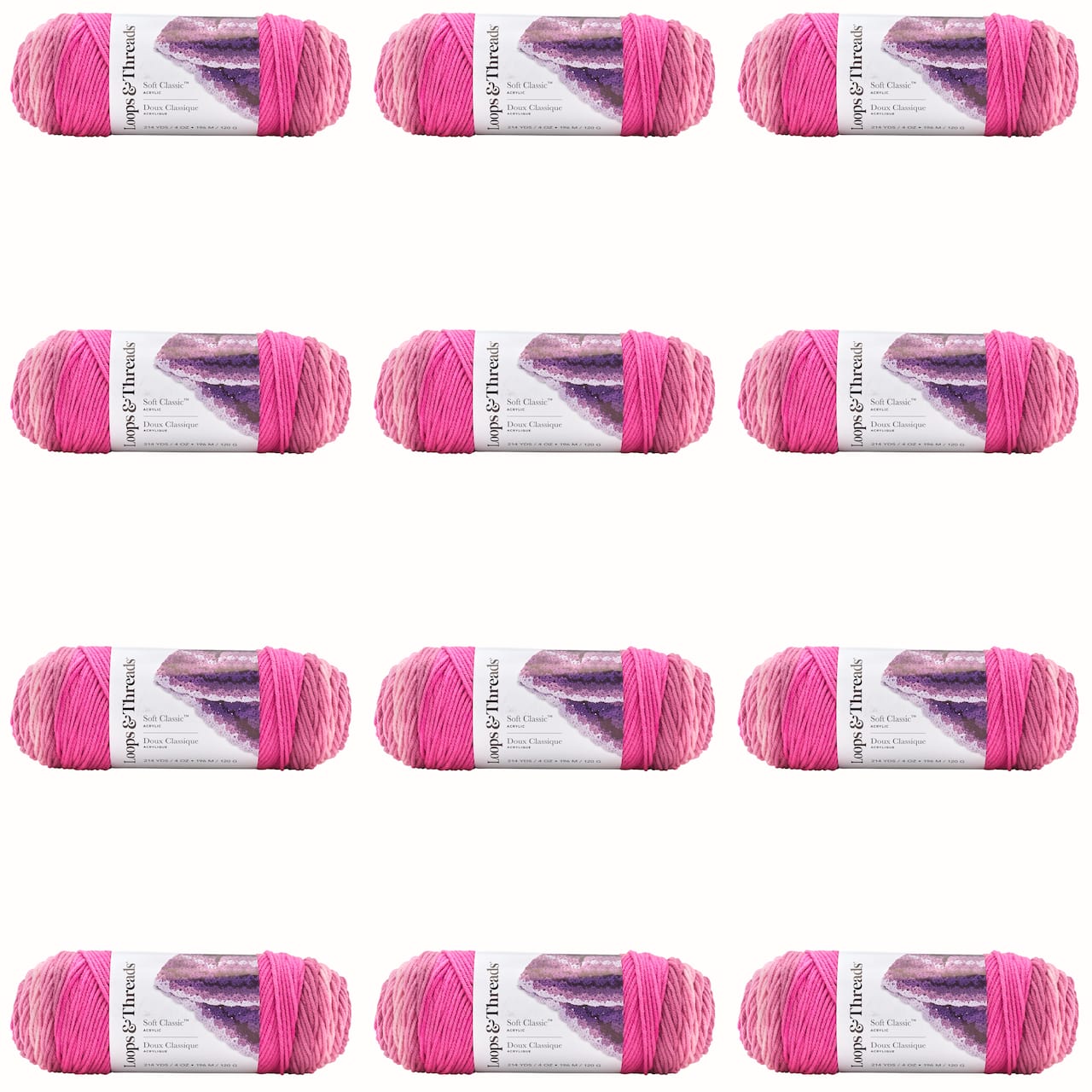 12 Pack: Soft Classic™ Ombre Yarn by Loops & Threads®